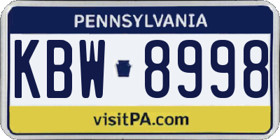 PA license plate KBW8998