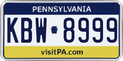 PA license plate KBW8999