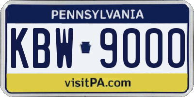 PA license plate KBW9000