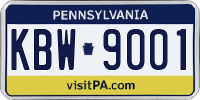 PA license plate KBW9001