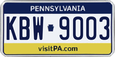 PA license plate KBW9003
