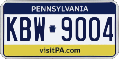 PA license plate KBW9004
