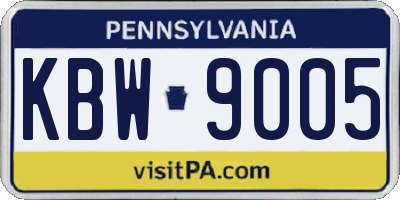 PA license plate KBW9005