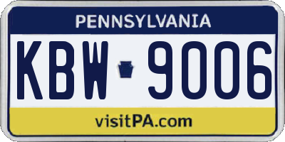 PA license plate KBW9006