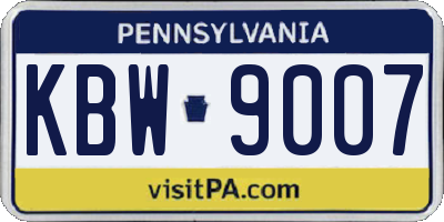 PA license plate KBW9007