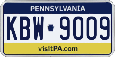 PA license plate KBW9009