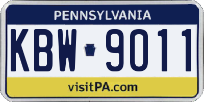 PA license plate KBW9011