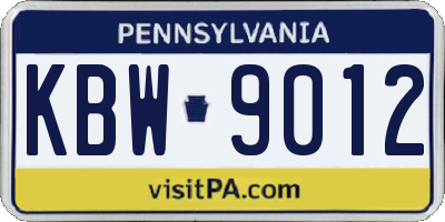 PA license plate KBW9012