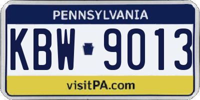 PA license plate KBW9013