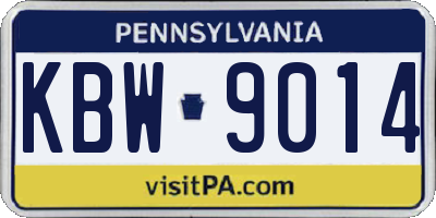 PA license plate KBW9014