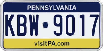 PA license plate KBW9017