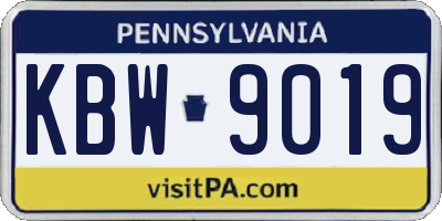 PA license plate KBW9019