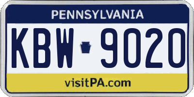 PA license plate KBW9020