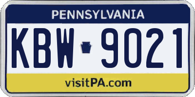 PA license plate KBW9021