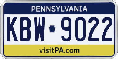 PA license plate KBW9022