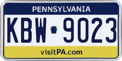 PA license plate KBW9023