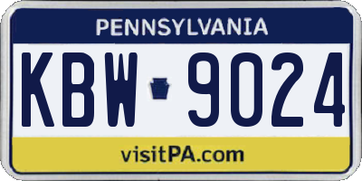 PA license plate KBW9024