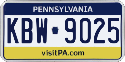 PA license plate KBW9025
