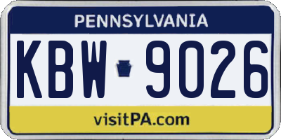 PA license plate KBW9026