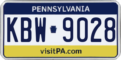 PA license plate KBW9028