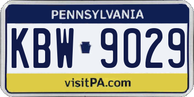 PA license plate KBW9029