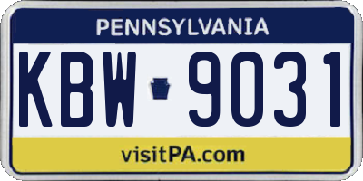 PA license plate KBW9031