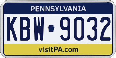 PA license plate KBW9032