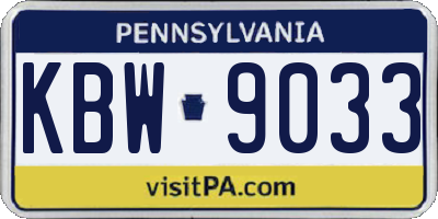 PA license plate KBW9033