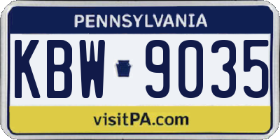 PA license plate KBW9035