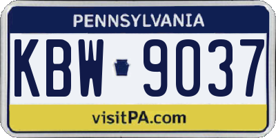 PA license plate KBW9037