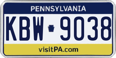 PA license plate KBW9038