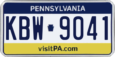 PA license plate KBW9041