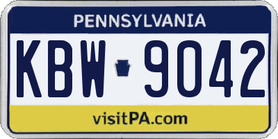 PA license plate KBW9042
