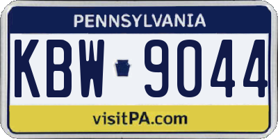 PA license plate KBW9044