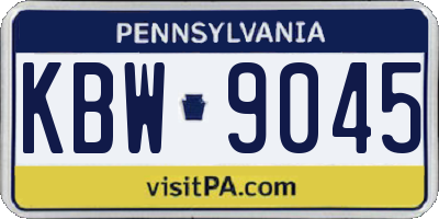 PA license plate KBW9045