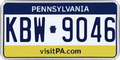 PA license plate KBW9046