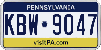 PA license plate KBW9047