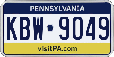 PA license plate KBW9049