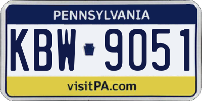 PA license plate KBW9051