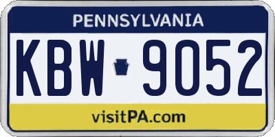 PA license plate KBW9052