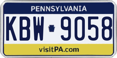 PA license plate KBW9058