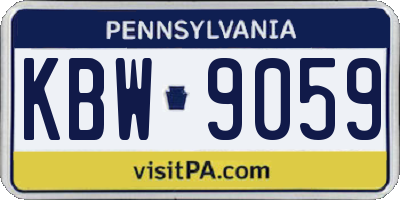 PA license plate KBW9059