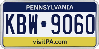 PA license plate KBW9060