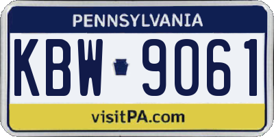 PA license plate KBW9061