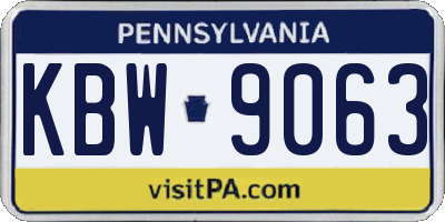 PA license plate KBW9063