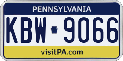 PA license plate KBW9066