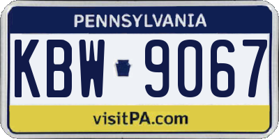 PA license plate KBW9067