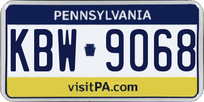 PA license plate KBW9068