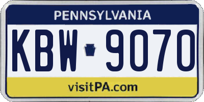 PA license plate KBW9070