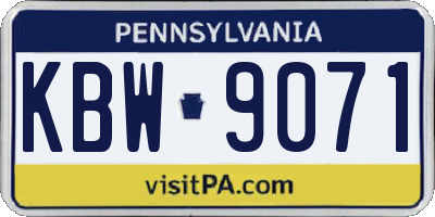 PA license plate KBW9071